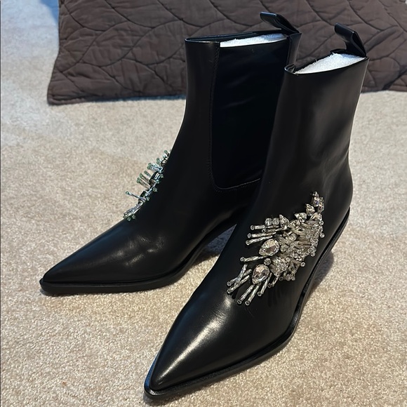 Black Embellished Ankle Boots - Picture 1 of 6